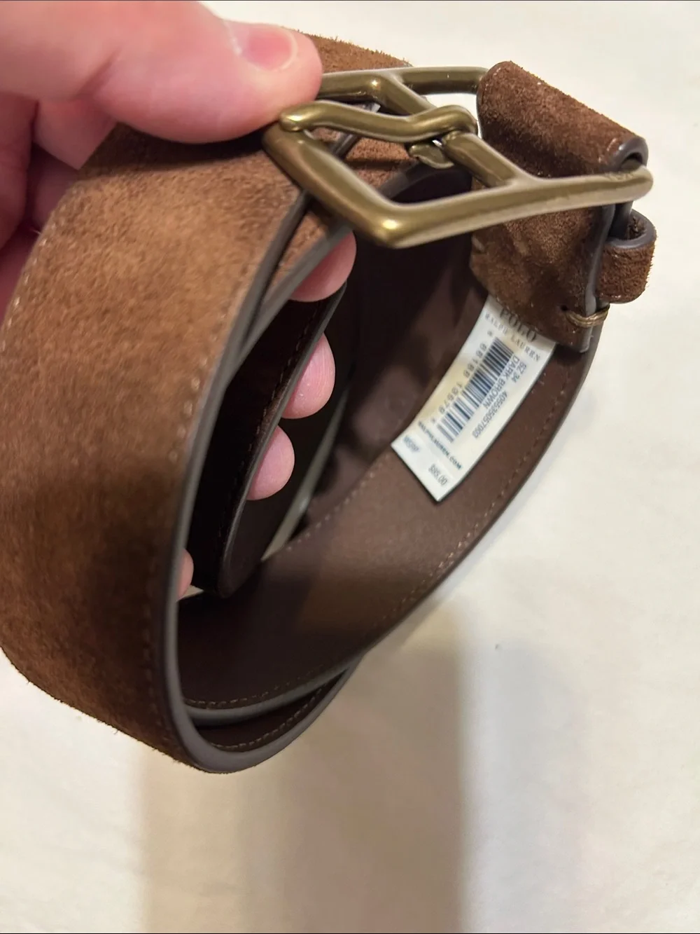 Polo by Ralph Lauren Brown Suede Belt with Brass Buckle